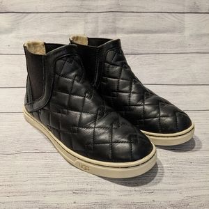 UGG Womens Hollyn Deco Quilt Leather Sneakers Black High Top 1014372 Size 7